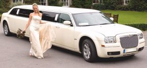 white wedding limo